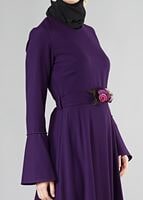 Vêtements hijab POURPRE ROBE DE SOIRÉE CIRCULAIRE AVEC CEINTURE 9247 
