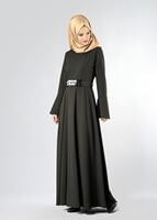 Hijab clothing KHAKI BELTED FLARE FORMAL 9247