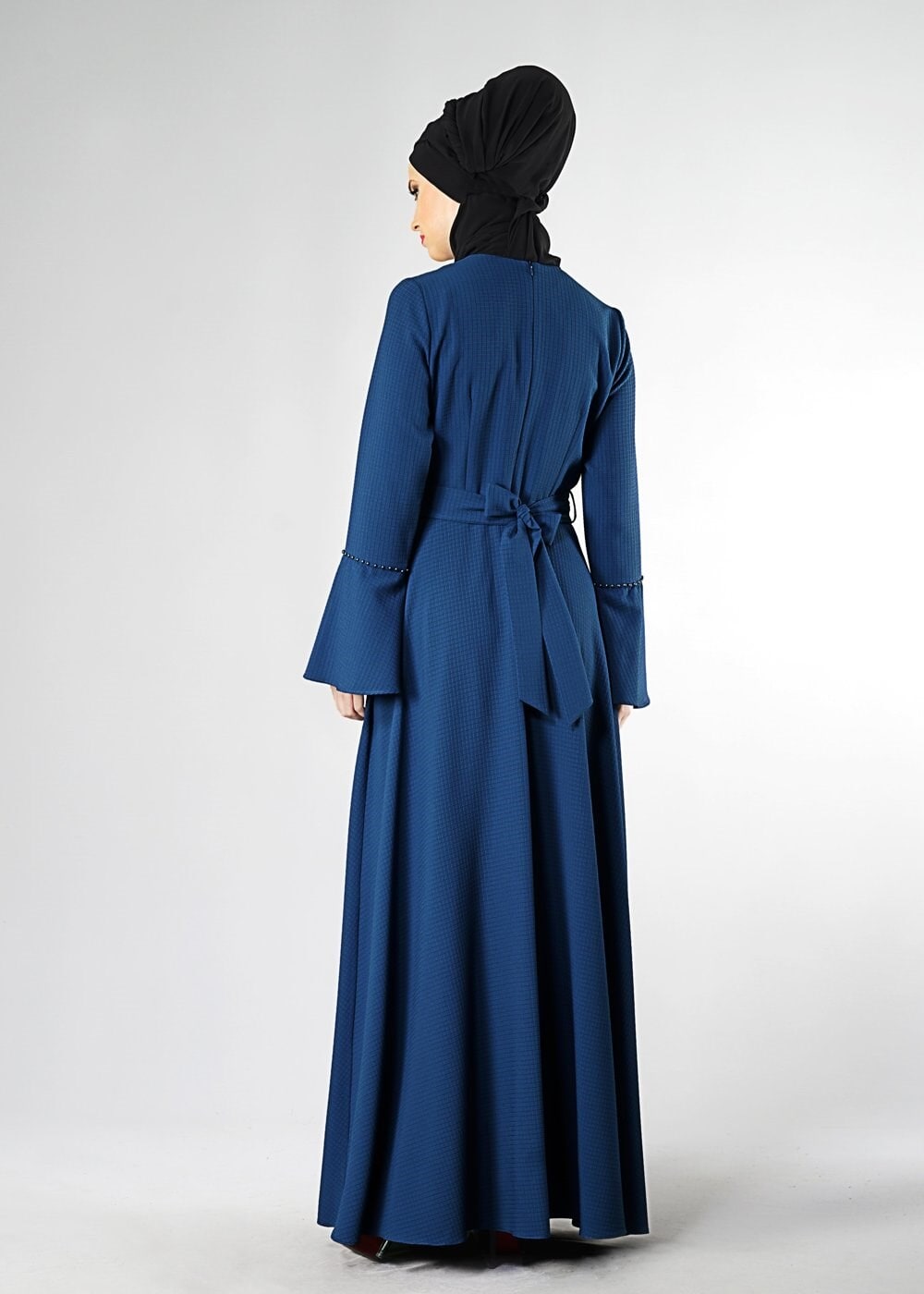 Hijab clothing NAVY BLUE BELTED FLARE FORMAL 9247