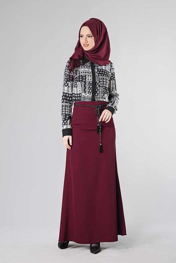 Hijab clothing BLACK PATTERNED BLOUSE 4076  - TRENDTESETTÜR