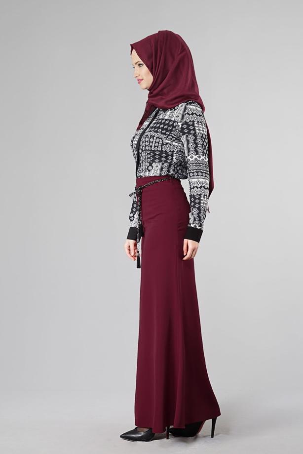 Hijab clothing BLACK PATTERNED BLOUSE 4076  - TRENDTESETTÜR