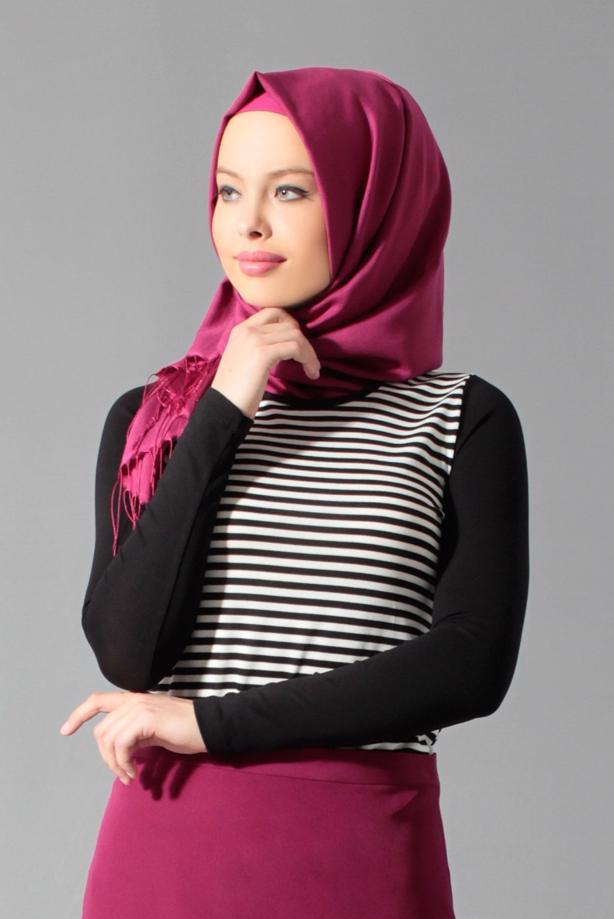 Hijab clothing CREAM STRIPPED BLOUSE 4083 - TRENDTESETTÜR