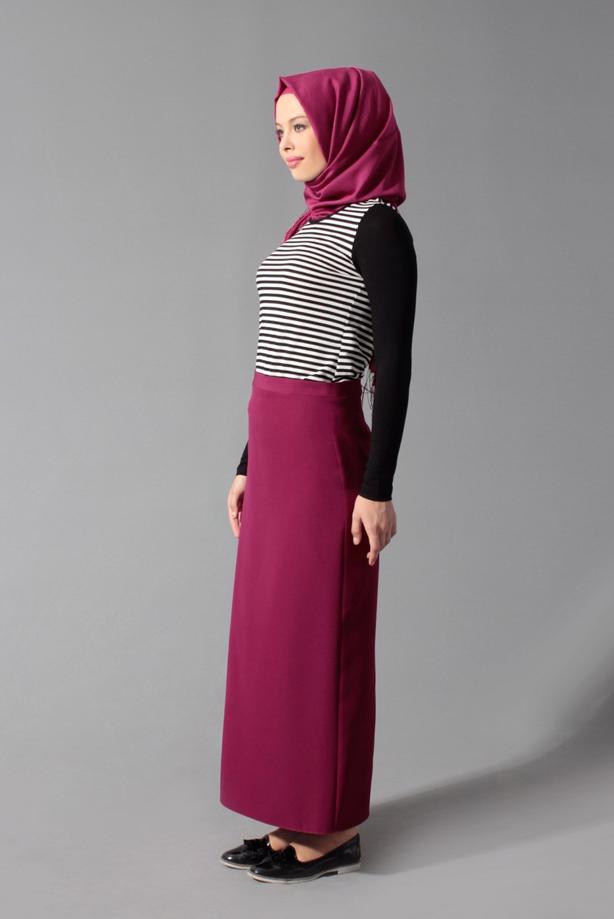 Hijab clothing CREAM STRIPPED BLOUSE 4083 - TRENDTESETTÜR