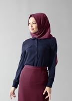 Hijab clothing NAVY BLUE BASIC CHIFFON BLOUSE 4121 