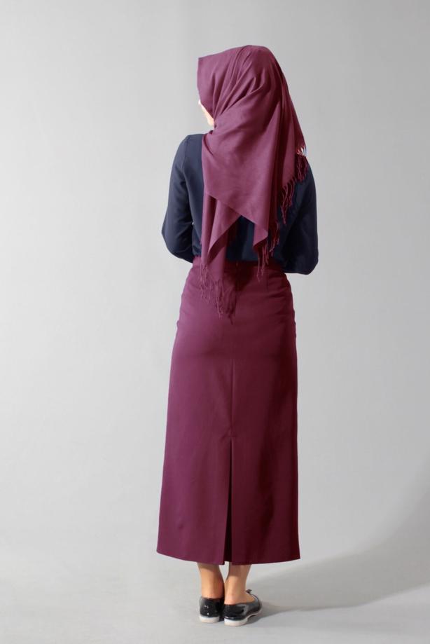 Hijab clothing NAVY BLUE SHIRT COLLAR BLOUSE 4121 - TRENDTESETTÜR