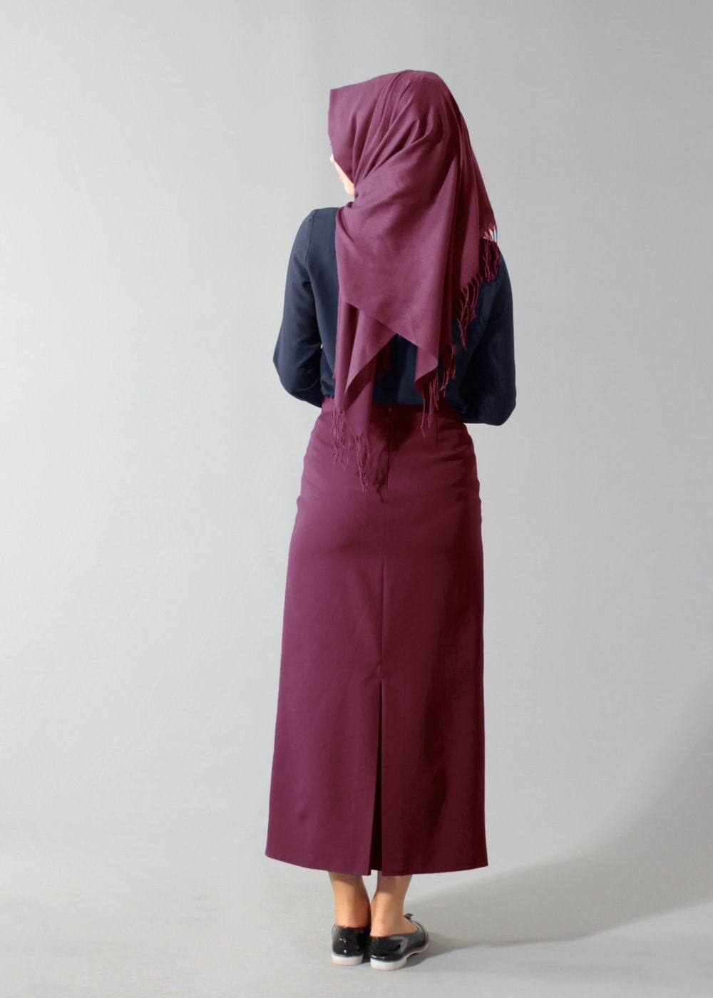 Hijab clothing NAVY BLUE BASIC CHIFFON BLOUSE 4121 