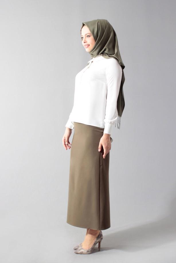 Hijab clothing CREAM BUTTONED BLOUSE 4122  - TRENDTESETTÜR