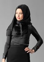 Hijab clothing BLACK GUIPURE DETAIL BLOUSE 4134