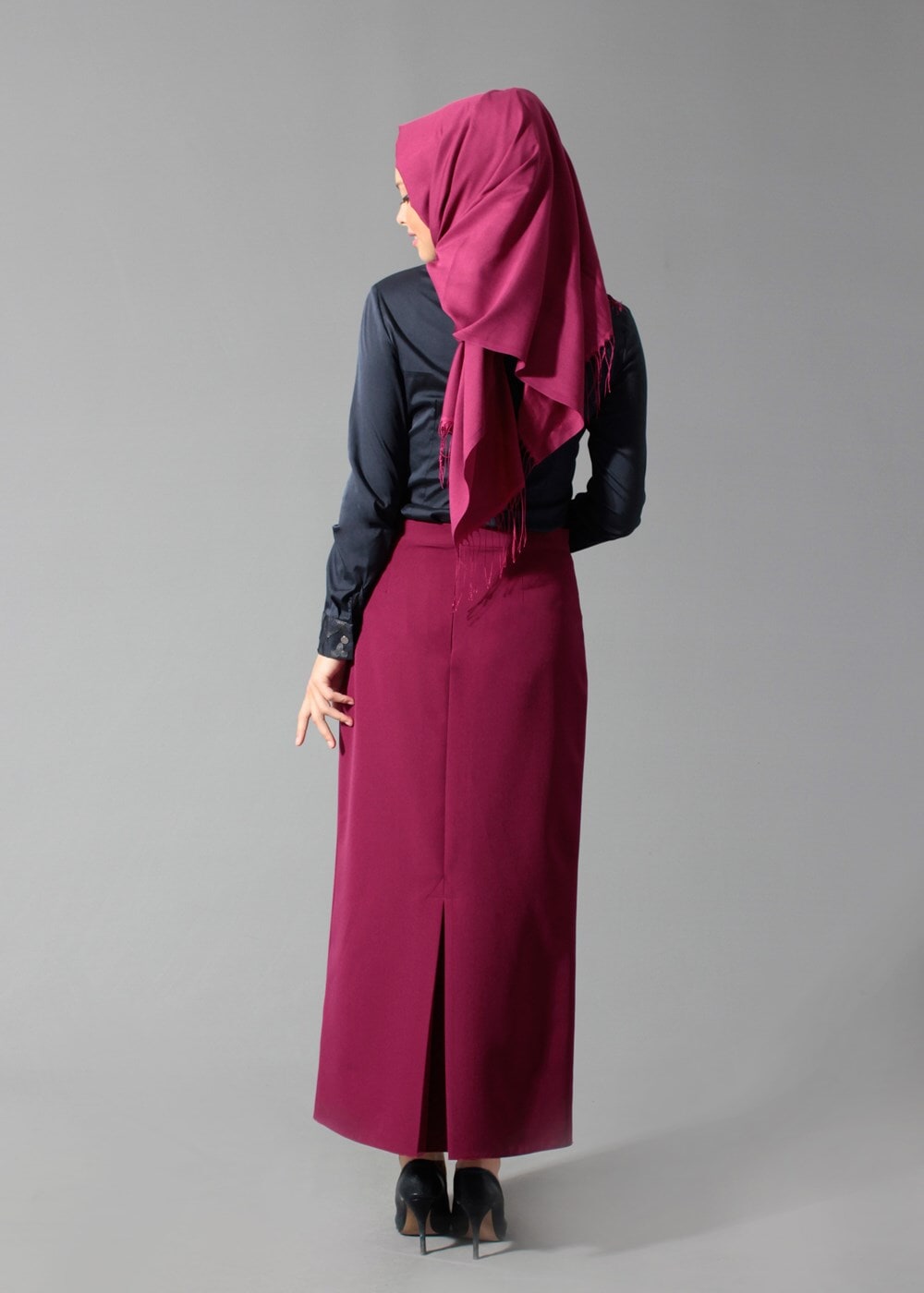 Hijab clothing NAVY BLUE GUIPURE DETAIL BLOUSE 4134
