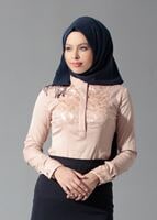 Tesettür giyim PUDRA GÜPÜR DETAYLI BLUZ 4134 