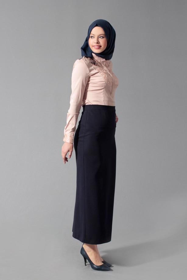 Tesettür giyim PUDRA GÜPÜR DETAYLI BLUZ 4134  - TRENDTESETTÜR