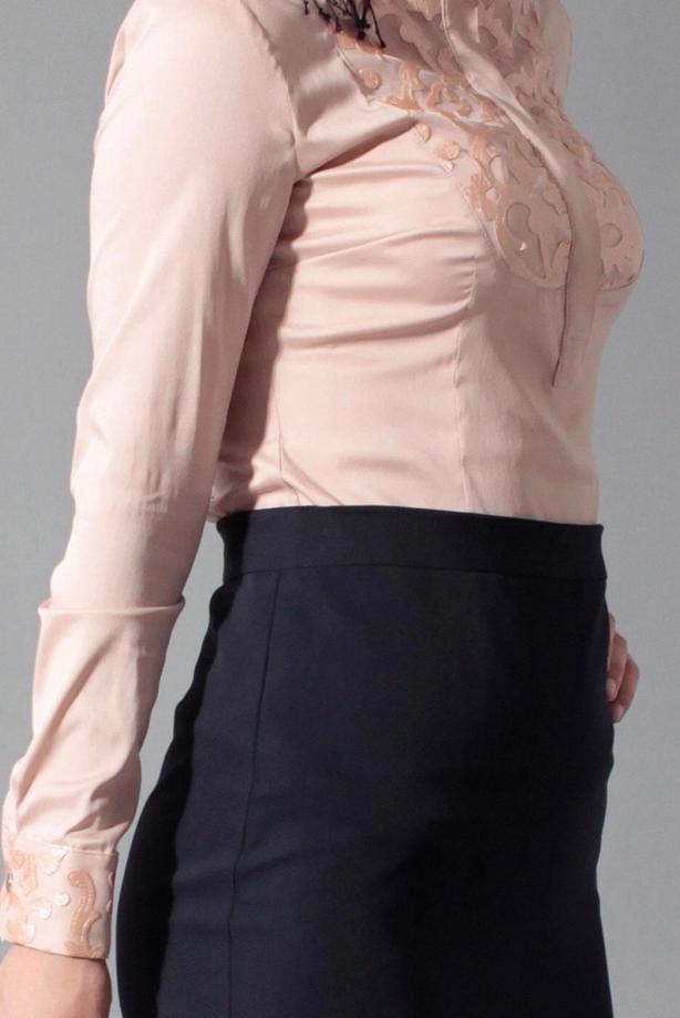 Tesettür giyim PUDRA GÜPÜR DETAYLI BLUZ 4134  - TRENDTESETTÜR