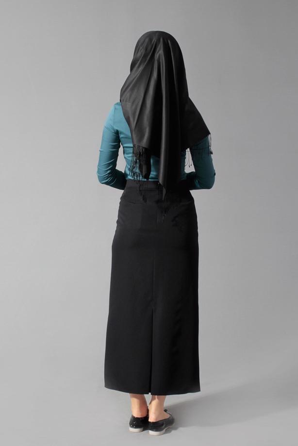 Tesettür giyim YEŞİL GÜPÜR DETAYLI BLUZ 4134  - TRENDTESETTÜR