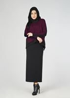 Hijab clothing CLARET RED GUIPURE DETAIL 2-COLOR BLOUSE 4520 