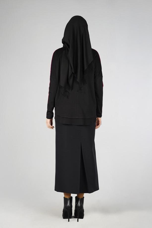 Hijab clothing CLARET RED GUIPURE DETAIL 2-COLOR BLOUSE 4520  - TRENDTESETTÜR