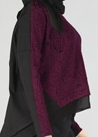Hijab clothing CLARET RED GUIPURE DETAIL 2-COLOR BLOUSE 4520 