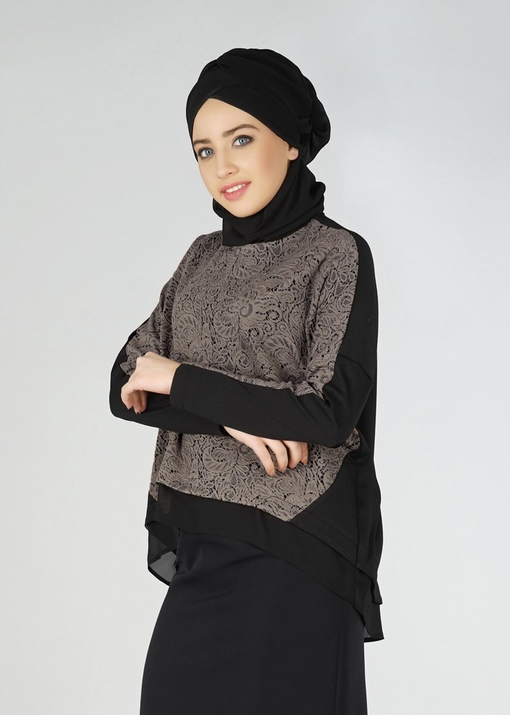 Vêtements hijab VISON BLOUSE BICOLORE DÉTAIL GUIPURE 4520