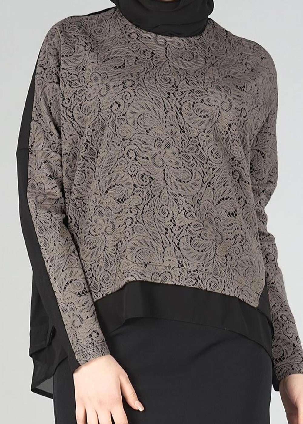 Vêtements hijab VISON BLOUSE BICOLORE DÉTAIL GUIPURE 4520