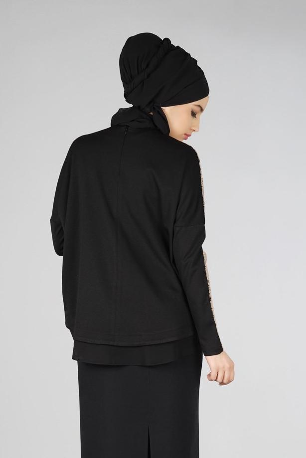 Hijab clothing MINK GUIPURE DETAIL 2-COLOR BLOUSE 4520  - TRENDTESETTÜR