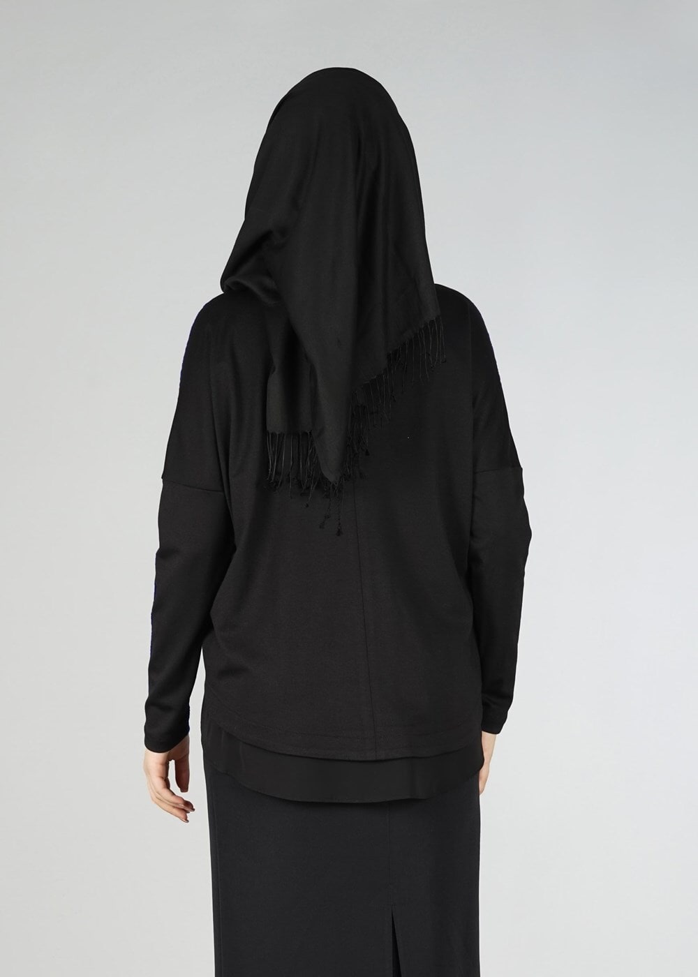 Hijab clothing NAVY BLUE GUIPURE DETAIL 2-COLOR BLOUSE 4520 