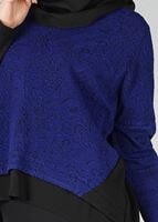 Hijab clothing NAVY BLUE GUIPURE DETAIL 2-COLOR BLOUSE 4520 