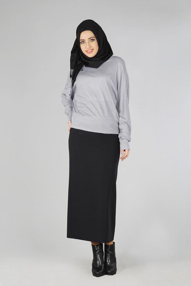 Hijab clothing GREY BASIC BLOUSE 4535  - TRENDTESETTÜR
