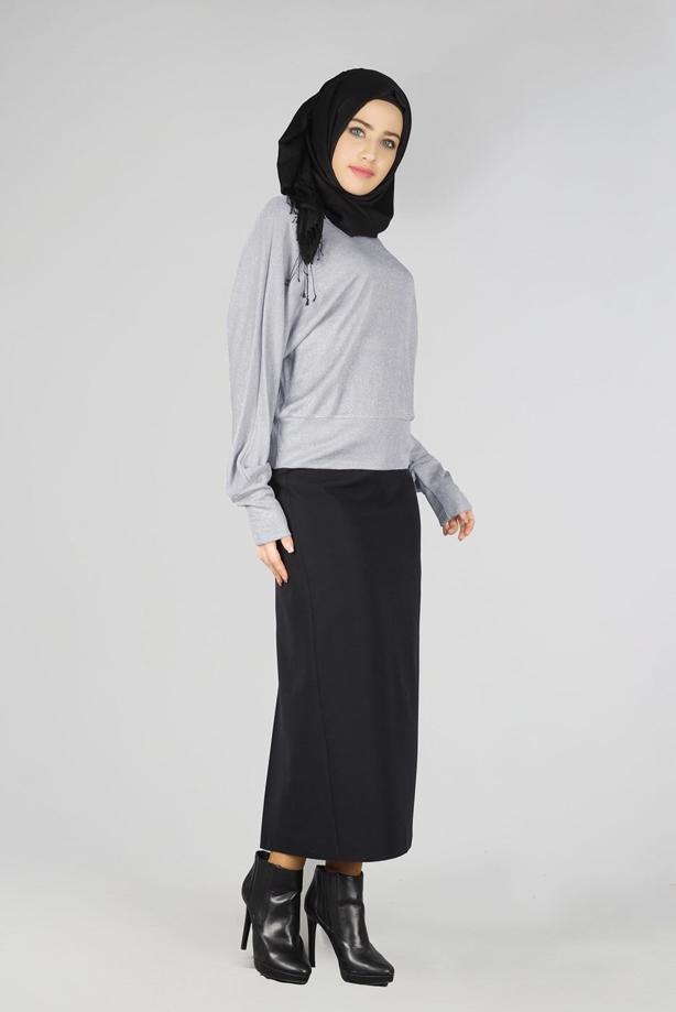 Hijab clothing GREY BASIC BLOUSE 4535  - TRENDTESETTÜR