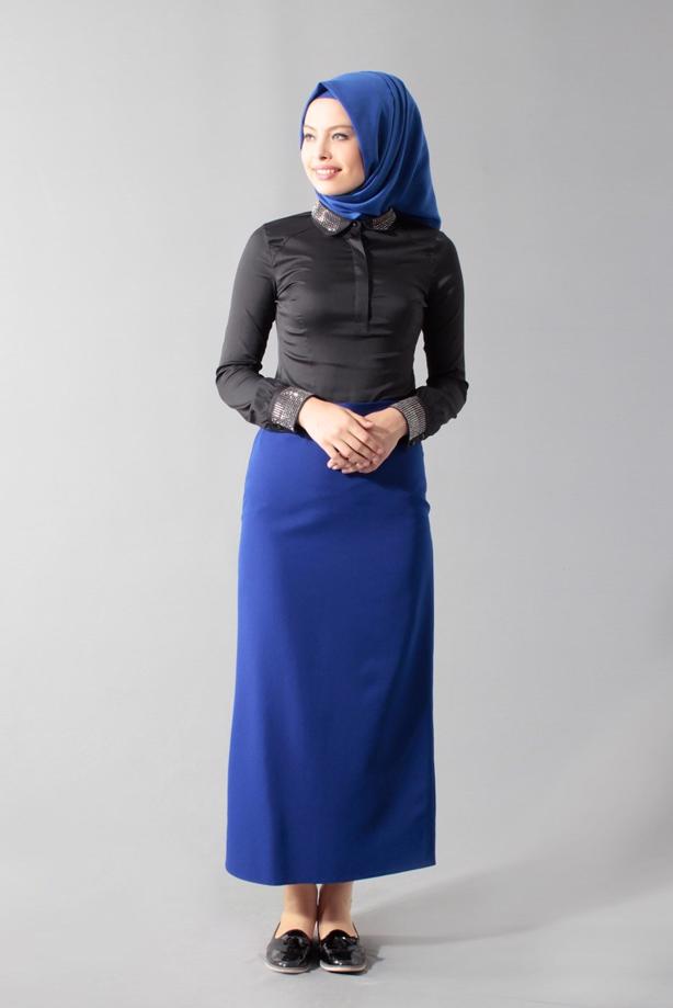 Hijab clothing BLACK GEM DETAILED BLOUSE 4864 - TRENDTESETTÜR