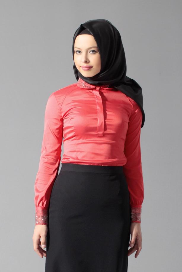 Hijab clothing CORAL GEM DETAILED BLOUSE 4864 - TRENDTESETTÜR