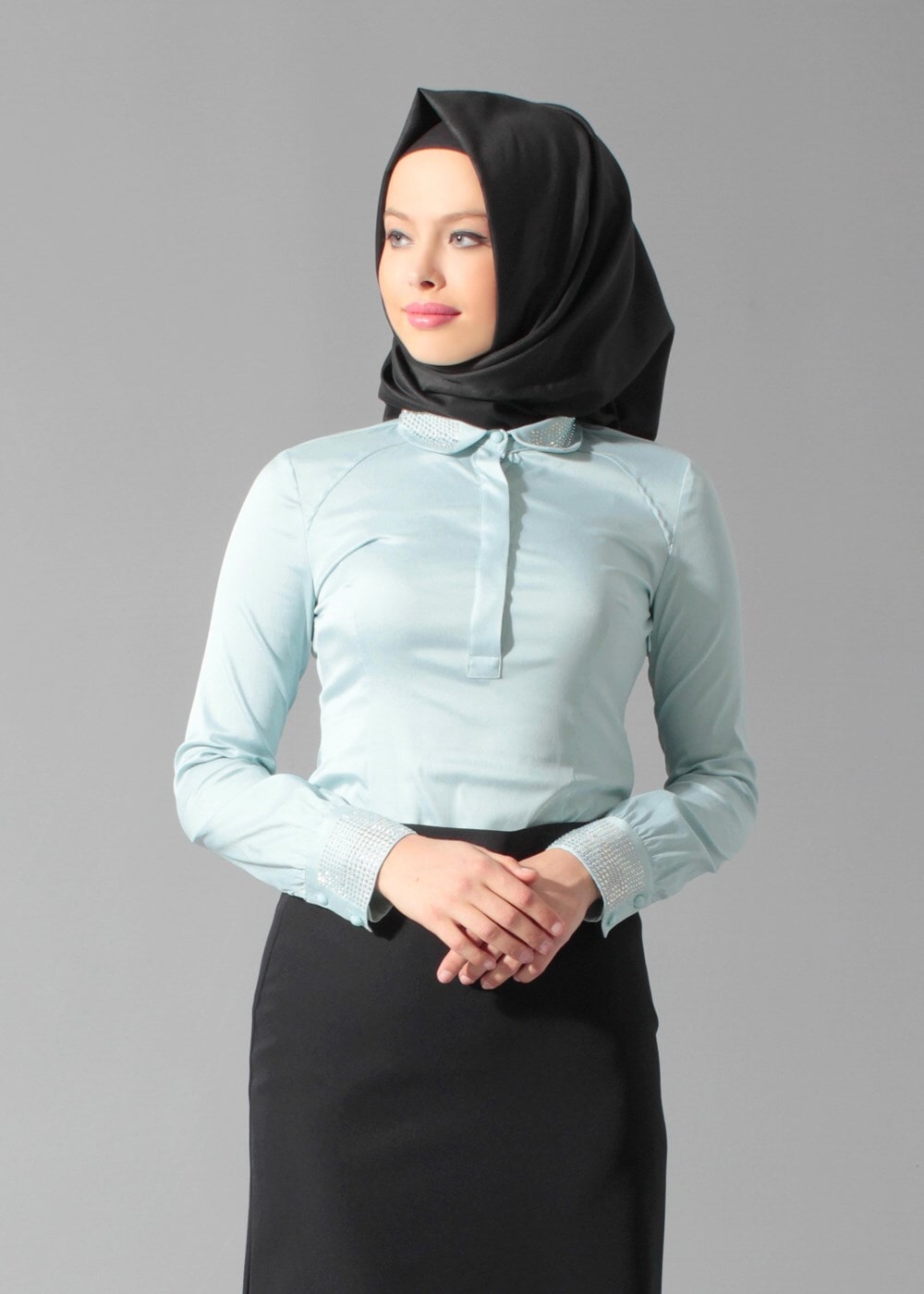 Hijab clothing BLUE GEM DETAILED BLOUSE 4864