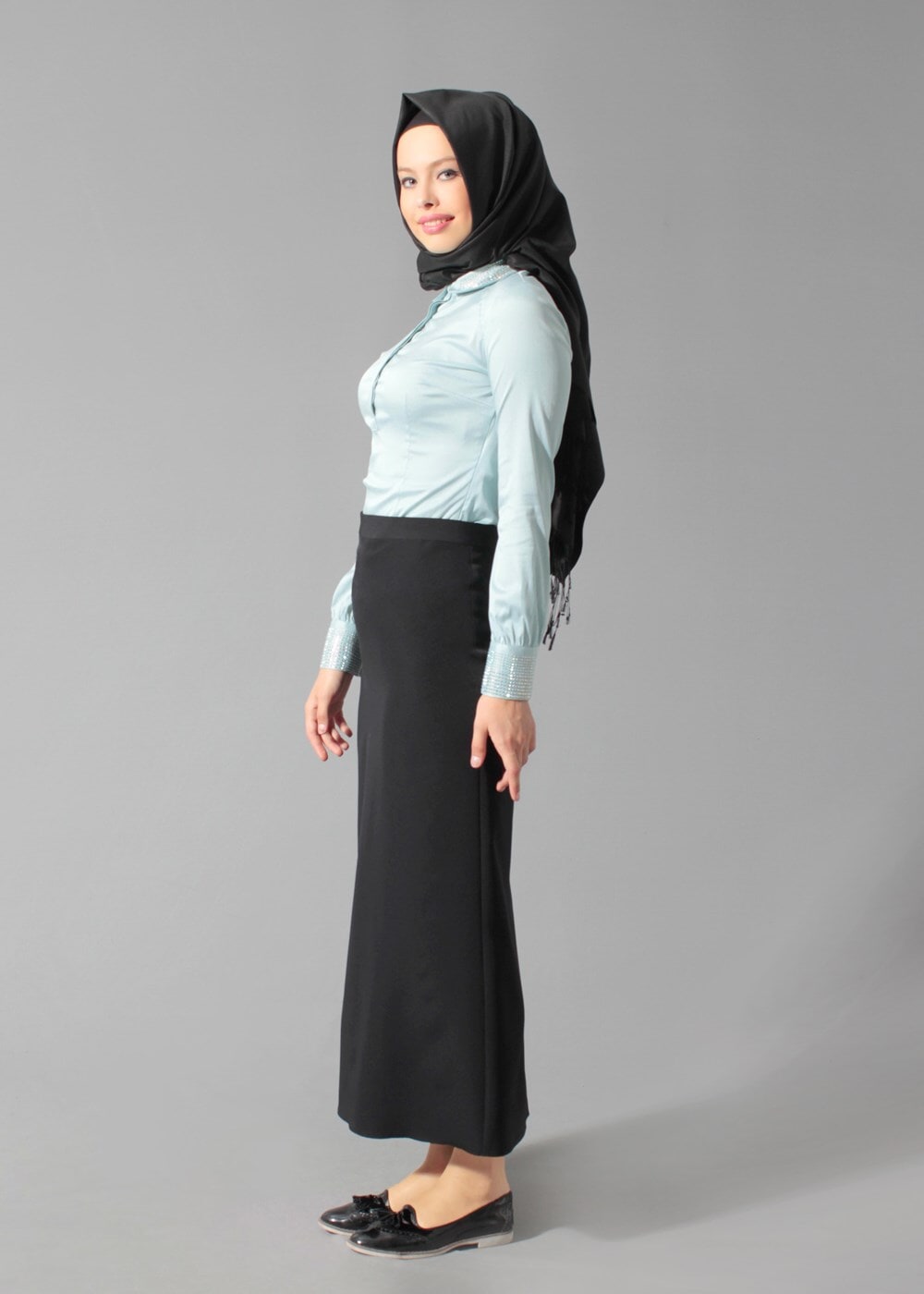 Hijab clothing BLUE GEM DETAILED BLOUSE 4864