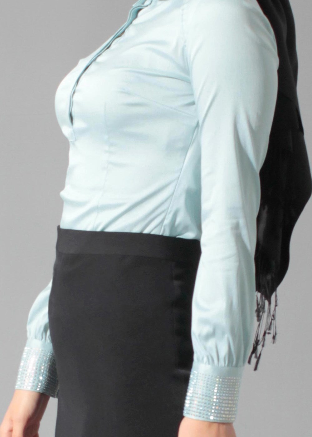 Vêtements hijab BLEU CHEMISIER À COL EMBELLI 4864