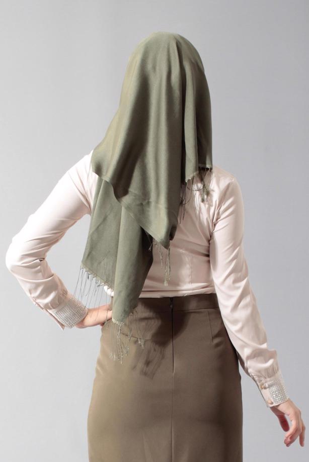 Hijab clothing ECRU GEM DETAILED BLOUSE 4864 - TRENDTESETTÜR