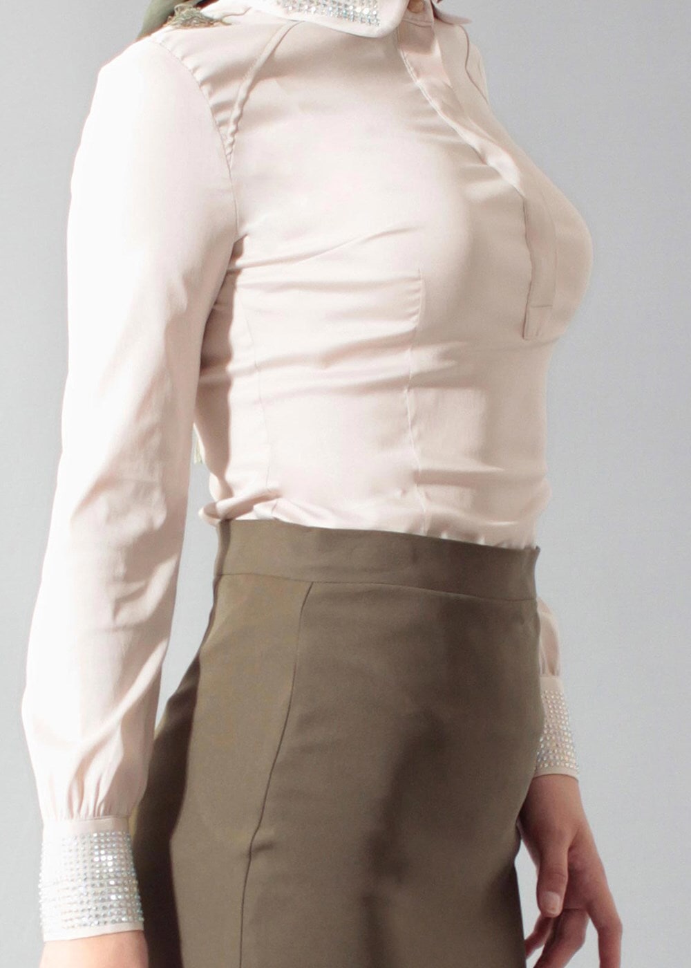 Hijab clothing ECRU COLLAR EMBELLISHED BLOUSE 4864 