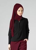 Hijab clothing BLACK CHIFFON THREE-QUARTER SLEEVE BLOUSE 228