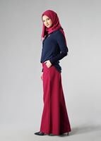 Hijab clothing NAVY BLUE CHIFFON THREE-QUARTER SLEEVE BLOUSE 228