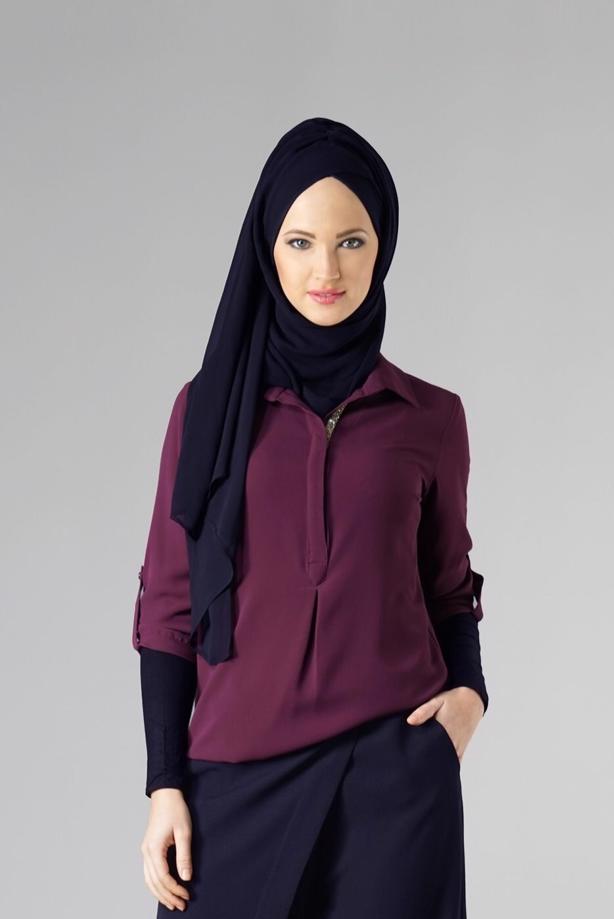 Tesettür giyim  GÖMLEK YAKA BLUZ 0228 - TRENDTESETTÜR