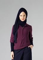 Hijab clothing PLUM CHIFFON THREE-QUARTER SLEEVE BLOUSE 228
