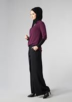 Hijab clothing PLUM CHIFFON THREE-QUARTER SLEEVE BLOUSE 228