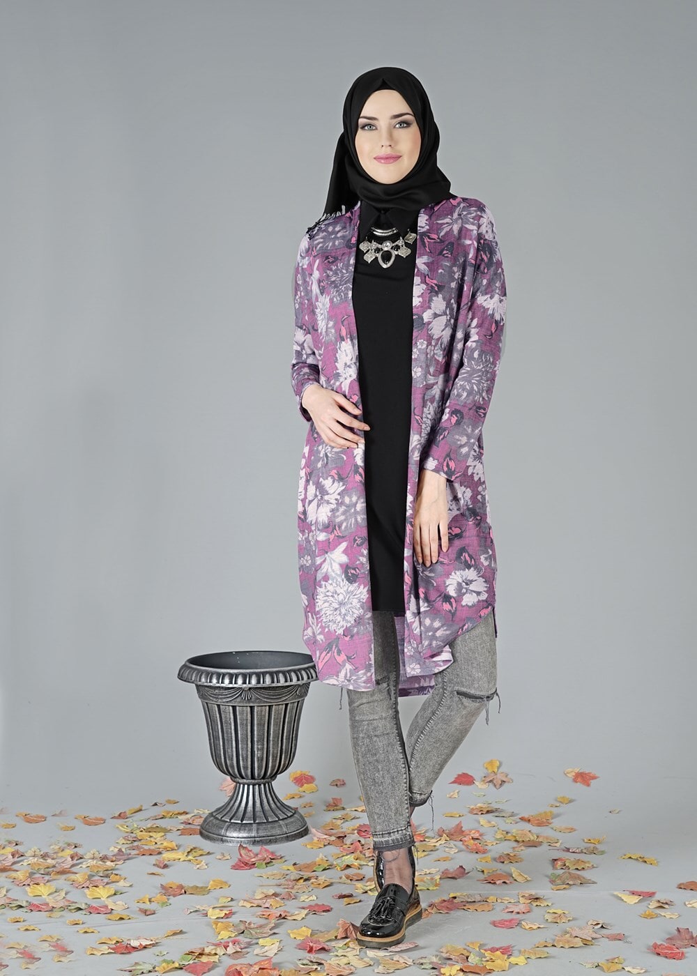 Tesettür giyim FUŞYA 5151-1 HIRKA