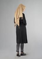 Tesettür giyim SİYAH BELİ BÜZGÜLÜ HIRKA 25504 