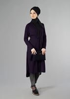 Hijab clothing PURPLE BELTED CARDIGAN 096 