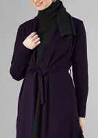 Hijab clothing PURPLE BELTED CARDIGAN 096 