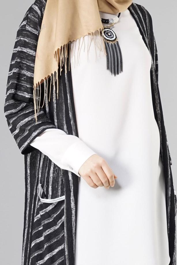 Vêtements hijab  STRIPPED CARDIGAN 791  - TRENDTESETTÜR
