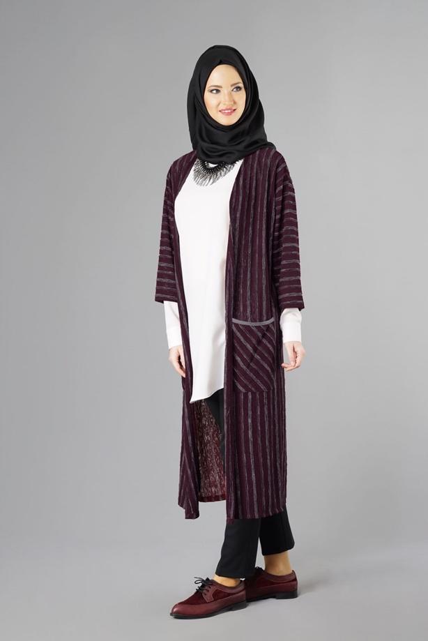 Vêtements hijab  STRIPPED CARDIGAN 791  - TRENDTESETTÜR