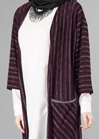 Hijab clothing CLARET RED STRIPPED CARDIGAN 791 