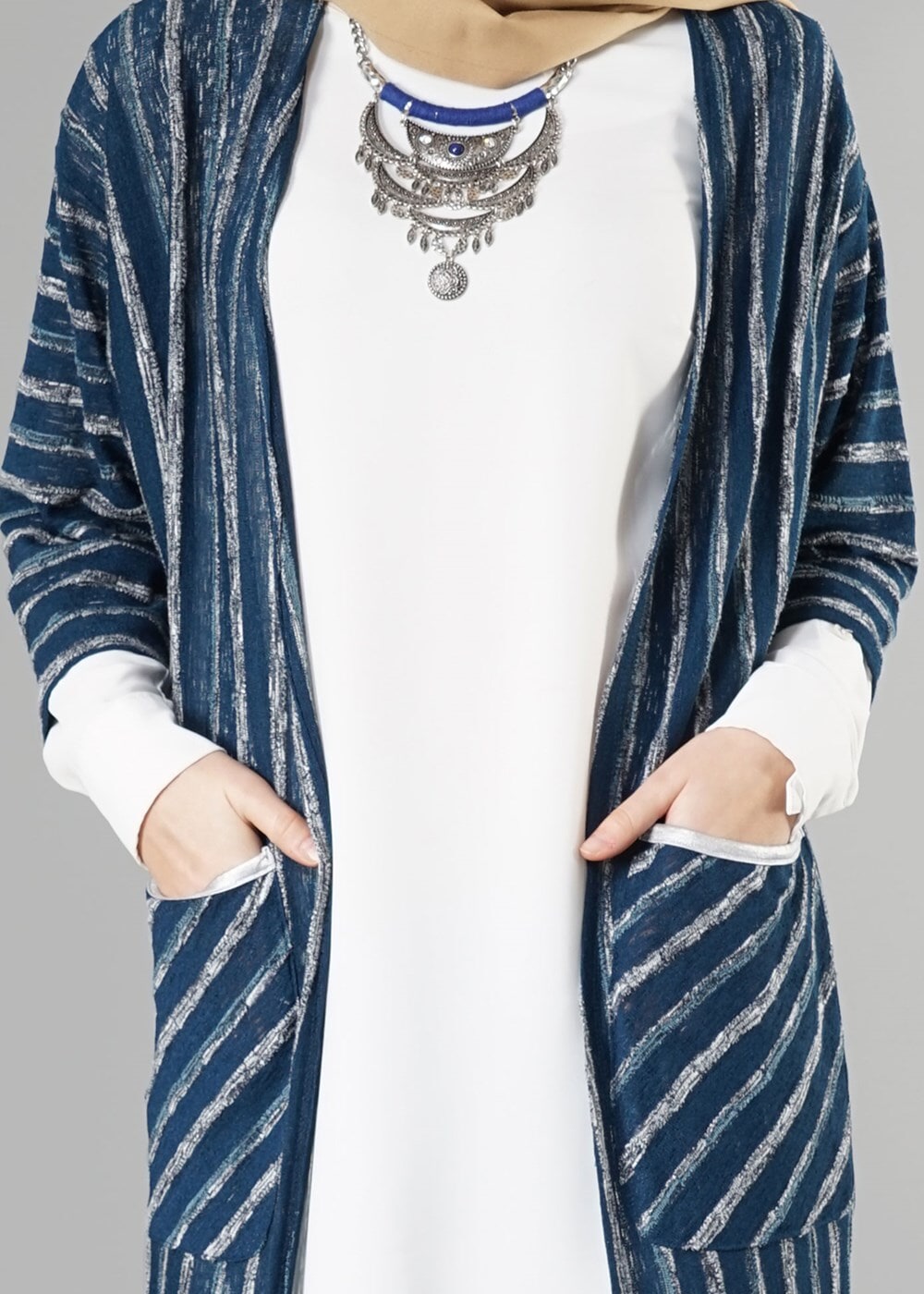 Hijab clothing BLUE STRIPPED CARDIGAN 791 