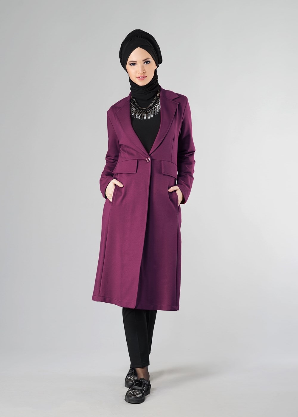 Vêtements hijab FUCHSIA VESTE À BOUTONNÉE 2789 