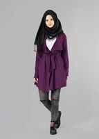 Tesettür giyim MOR BELİ KUŞAKLI CEKET 6130 