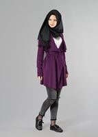 Tesettür giyim MOR BELİ KUŞAKLI CEKET 6130 
